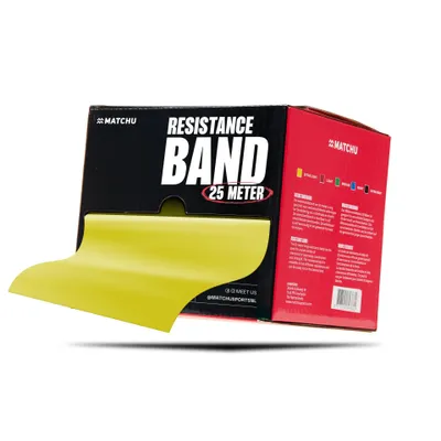 Produktbild von Matchu Sports Widerstandsband Rolle 25 Meter - Extra Leicht Gelb - Resistance Band Fitnessband Trainingsband