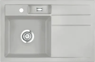 Produktbild von Spüle KeraDomo BELA 78 in ALU - Becken links mit Handbetätigung / Systemceram / Keramikspüle
