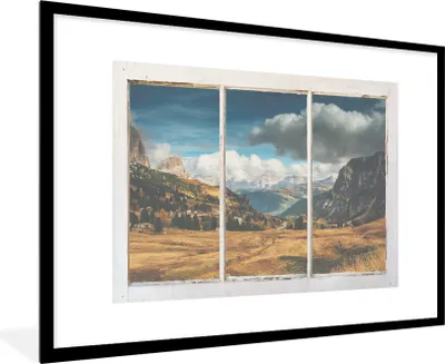 Produktbild von MuchoWow® MuchoWow® Gerahmtes Poster Aussicht - Landschaft - Hügel 90x60 cm - Poster mit zchwarzem Bilderrahmen - Wanddekoration - Fotos