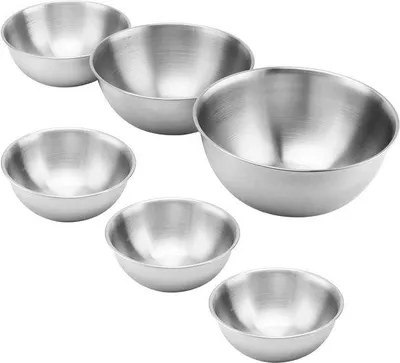 Image de Ibenzoa® - Ensemble de 6 bols à mélanger en acier inoxydable renforcé – 800/1200/1800/2200 ml, avec graduation, résistants à la chaleur, empilables, couleur argent, idéaux pour la pâtisserie et la cuisine