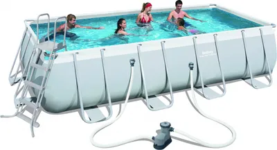Produktbild von Bestway Steel Pro 56465, 14812 l, Gerahmter Pool, Leiter, Blau, Grau, 109,2 kg