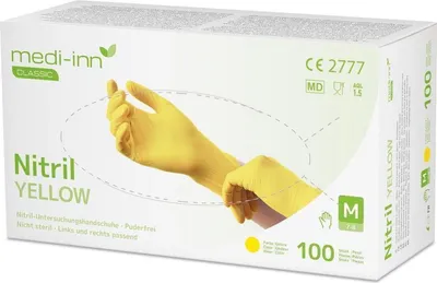 Produktbild von Medi-Inn Nitril Yellow - gelb - puderfrei - Gr. S - 1000 Einmalhandschuhe