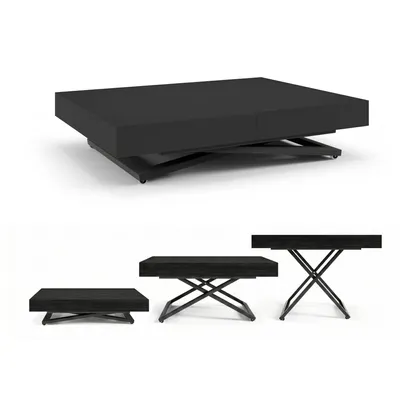 Image de Table Basse Relevable et Extensible SANDI 120x80/200 cm – Table Basse avec Réglage de Hauteur – Table de Salon Style Loft - Chêne Noir/Noir