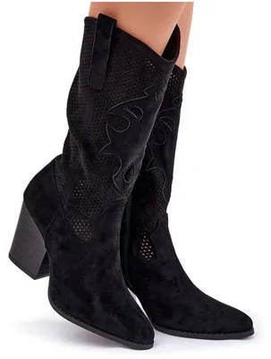 Produktbild von Perforierte Cowboy-Stiefel Mit Absatz Schwarz S.Barski HY51-606 40