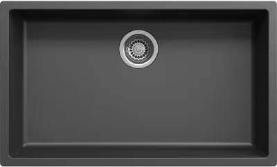 Immagine prodotto di Lavello grande nero 70x40cm sottopiano, da incasso e da appoggio con tappo in acciaio inox 1208956400