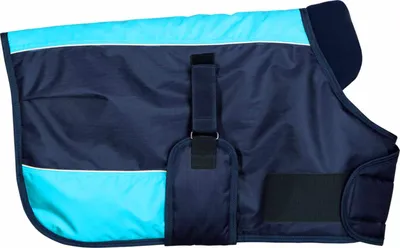 Produktbild von Pferdedecke Fohlendecke verstellbar mit Widerristschutz aus Fleece, 200g Füllung in Dunkelblau