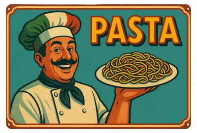 Produktbild von Blechschild Pasta 20x30 cm Retro Metallschild mit italienischem Küchenmotiv dekorative Wanddeko für Küche Restaurant Café und Bistro