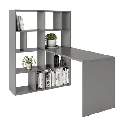 Produktbild von Fortuna - SET , Regal mit 12 Fächern inkl. Schreibtischanbau, Bücherregal, Büroregal, Raumteiler, Fächer in asymmetrisch