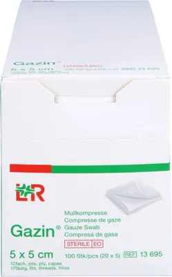 Image de Compresse Gazin 5x5cm 8 fois stérile, 20X5 pcs COM