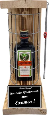 Produktbild von Jägermeister - Herzlichen Glückwunsch zum Examen - Eiserne Reserve Gitterkäfig Bier Geschenk zum Examen