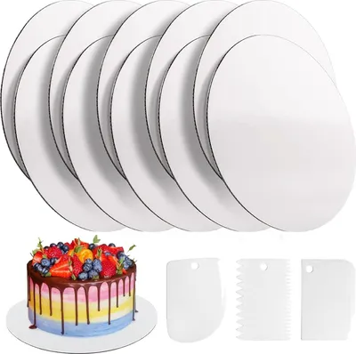 Produktbild von 10 Stück Tortenunterlage Rund 20cm Tortenplatte Pappe Weiß