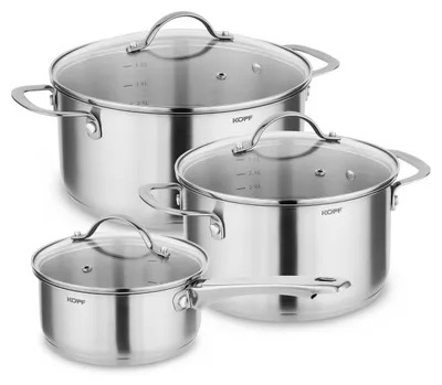 Produktbild von KOPF Topfset Induktion Clara 6-teilig, Kochtopf-Set für alle Herdarten, Edelstahl Töpfe, Glasdeckel