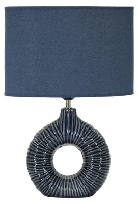 Immagine prodotto di Lampada da tavolo Seta Blu in Vetroceramica con paralume in tessuto — 28,5×15×43 cm