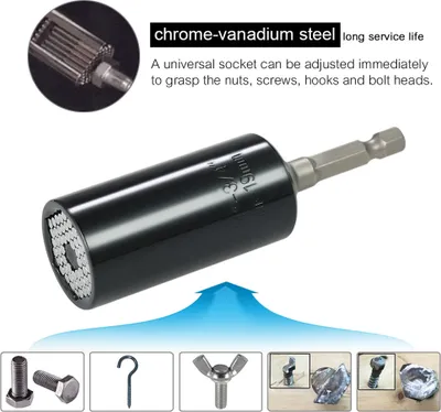 Produktbild von 7mm-19mm Multifunktions-Universalsteckschlüssel Metrischer Schraubenschlüssel Power Drill Adapter Socket Set Professional Repair Tools