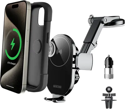 Produktbild von 15W Wireless Auto Handyhalterung mit Schnellladefunktion – Automatischer Sensor, Qi-Ladegerät, 270° verstellbar, für iPhone & Samsung