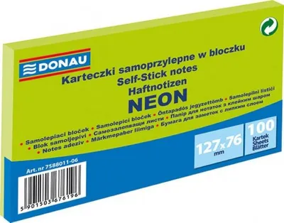 Obrázok produktu pre Lepiaca podložka 127 x 76 mm - neónovo zelená 100 listov