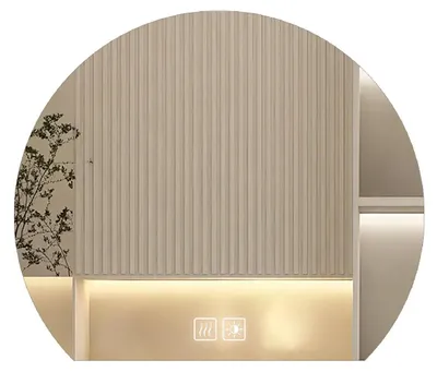Immagine prodotto di Specchio da bagno LED, specchio da parete con interruttore touch, antiappannamento, dimmerabile, luce tricolore, vetro argentato senza rame da 5 mm, forma ad arco, colore argento, 80x73 cm