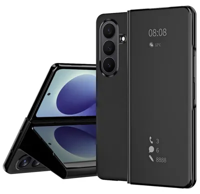 Immagine prodotto di Custodia a libro con specchio per Samsung Galaxy Z Fold8 Ultra, con funzione di risveglio automatico, colore nero