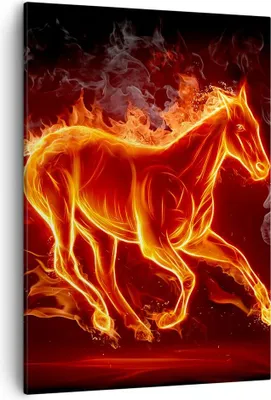 Produktbild von Bild auf Leinwand - Leinwandbild - Einteilig - Pferd Illustration Flammen - 50x70cm - Wand Bild - Wanddeko - Wandbilder - Leinwanddruck - Wanddekoration - Leinwand bilder - Wandbild - PA50x70-0203