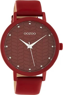 Image de Montre Oozoo rouge en cuir Timepieces Femmes Montre à quartz analogique UOC10656