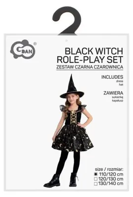 Image de Costume pour enfant, Sorcière noire, taille 110/120 cm - Godan