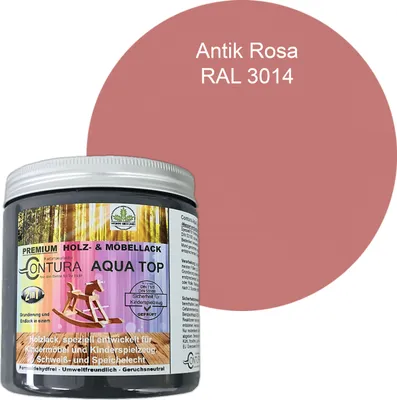 Produktbild von Contura 250ml. Möbellack Lack für Kinderspielzeug Buntlack DIN EN71/3 Buntlack Holzlack - RAL 3014 Antik Rosa