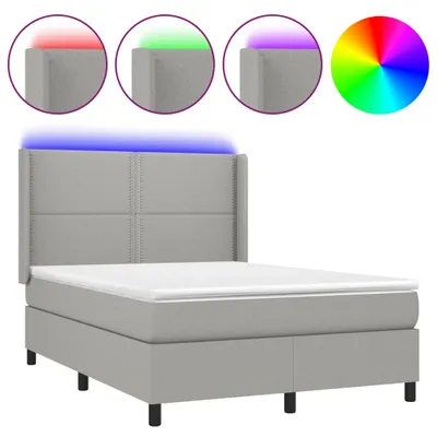 Immagine prodotto di vidaXL Letto a molle con materasso e LED in tessuto grigio chiaro 140x190 cm
