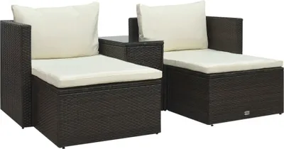 Immagine prodotto di The Living Store Set da giardino 5 pezzi con cuscini in poly rattan marrone