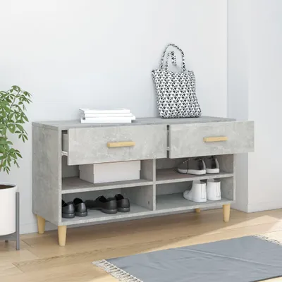 Produktbild von vidaXL Schuhschrank Betongrau 102x35x55 cm Holzwerkstoff - Schuhschrank - Schuhschränke - Schuhaufbewahrung - Schuhorganizer