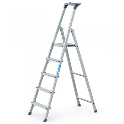 Produktbild von Zarges Stufenstehleiter Aluminium 5Stufen 1 seitig Plattform-H.1030mm 4,2kg eloxiert Holme - 44155