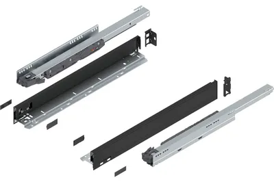 Produktbild von Blum Legrabox pure H N Schubladenschienen Set | 1 Paar 40kg 550mm | Tip On Vollauszug Carbonschwarz Set