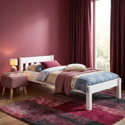 Produktbild von Modernes Einzelbett Massivholz Kiefer weiß 90x200 Futonbett Jugend Zubehör wählbar V-60.38-09Wohne Zubehör