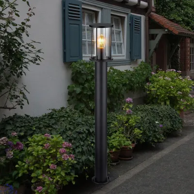 Produktbild von LED Stehlampe, Außenleuchte, Edelstahl, Glas rauch, H 100 cm