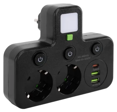 Productafbeelding van Stekkerdoos Toolight JNH017 Black