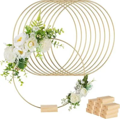 Productafbeelding van Famanu decoratieve ringen, 30 cm - metaal, goudkleurig, 10 stuks
