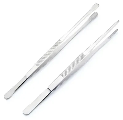 Image de Pince de cuisine en acier inoxydable - Ensemble de 2 pièces comprenant une pince à barbecue et une pince de cuisine - Longueur : 30 cm