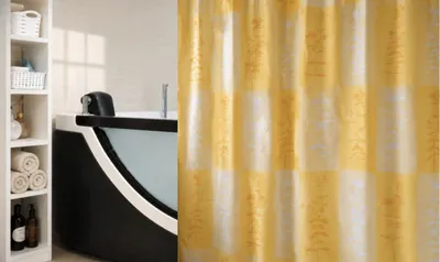 Produktbild von Spirella Kira Sunshine Duschvorhang 180x200cm Gelb Orange mit botanischem Design