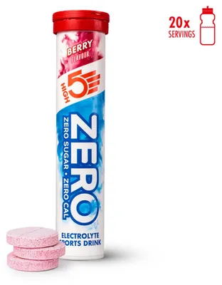 Zdjęcie produktu dla HIGH5 ZERO Berry, tabletki musujące elektrolitowe, 20 tabletek