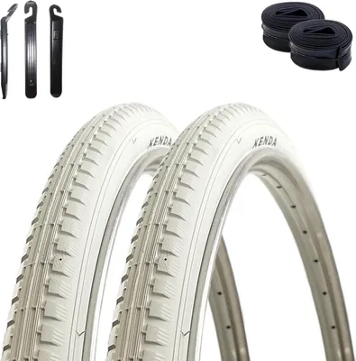 Zdjęcie produktu dla 2 x opony rowerowe Kenda K-142 białe 40-635 (28 x 1 1/2) + 2 x dętki AV wraz z łyżkami do opon maxxi4you