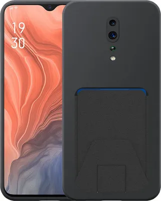 Image de Adaptée à la coque du téléphone Oppo Reno Z avec porte-cartes en cuir ajustable - Coque arrière flexible en silicone TPU avec porte-cartes en cuir ajustable - Noir - Smartphonics