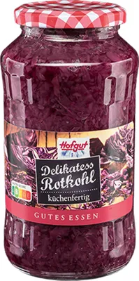 Obrázok produktu pre Hofgut Delikatess červená kapusta klasika pripravená na konzumáciu v pohári 720ml