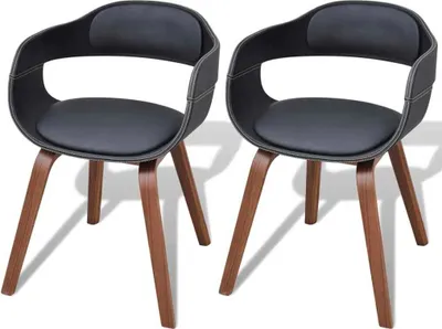 Productafbeelding van The Living Store: Eetkamerstoelen, 2 stuks, zwart, beukenhout en kunstleer