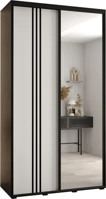Produktbild von MEBLE KRYSPOL Davos 7 Schrank, zwei Türen - 235,2x130x45 cm - Schwarz Weiß Schwarz