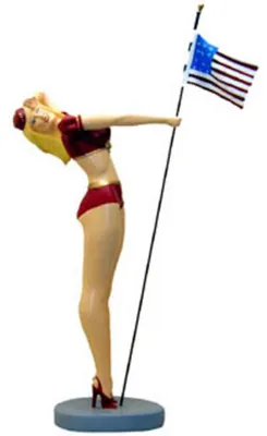 Zdjęcie produktu dla Dama z amerykańską flagą 85 cm - figurka dekoracyjna - polyresin - pomniejszona - do użytku na zewnątrz