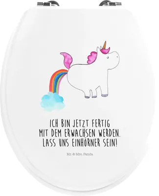 Produktbild von Mr. & Mrs. Panda Toilettendeckel Einhorn Pupsen - Weiß - Geschenk, Freundin, WC Sitz, Unicorn, Spaß, Brille, Regenbogen, Lustig, Klodeckel, klo deckel, Klo-Deckel