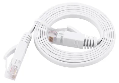Obrázek produktu pro Plochý ethernetový kabel RJ45 CAT6 UTP pro připojení k routeru, 1000 M, bílý, 1 metr