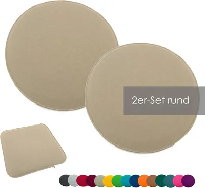 Produktbild von heimtexland ® Sitzkissen Set Filz Stuhlkissen Stuhlauflage Filzkissen Stuhl Polster Kissen Typ631 2er Set 35 cm Rund Sand