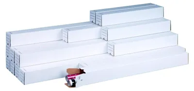 Produktbild von 20 Versandhülsen 500x75x75mm PLANBOX in Weiß, quadratisch mit Steckverschluss