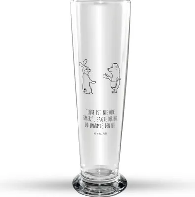 Produktbild von Mr. & Mrs. Panda Trinkglas Hase Igel - Transparent - Geschenk, Bier Glas, Glasbecher, Herzschmerz, Lustige Sprüche, und, Trösten, Glasbierglas, Liebe Spruch, Bierglas