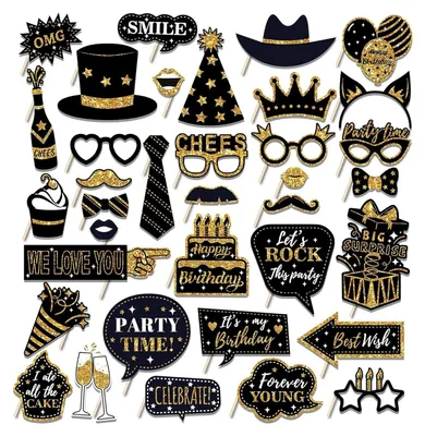 36 Foto-Requisiten für Fotobox, Party-Deko, Geburtstag, Hochzeit